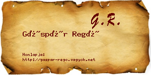 Gáspár Regő névjegykártya
